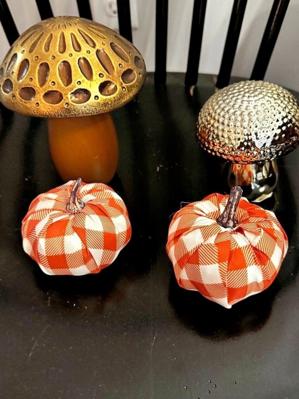 Pumpkin Decor Set of 4 Orange Gold